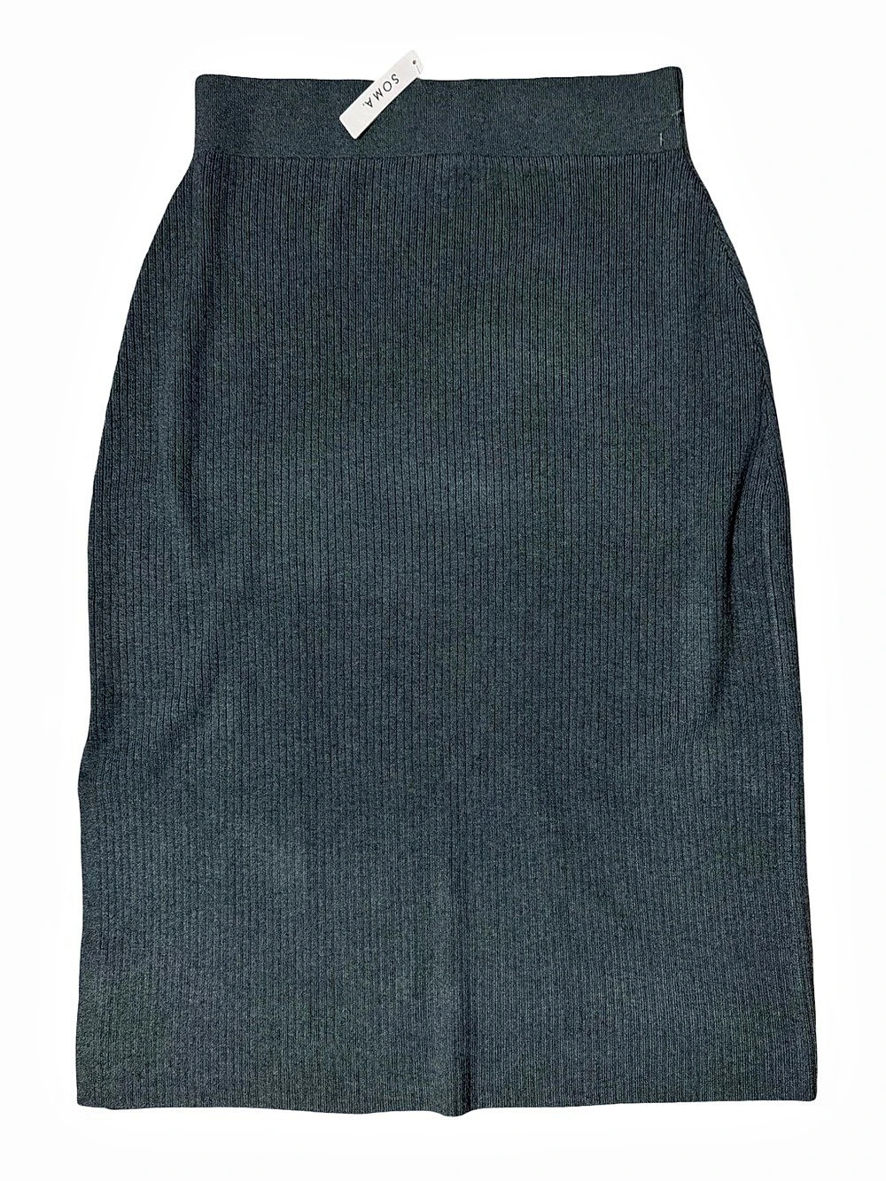 Soma Recycled Yarn Midi Skirt Ribbed Midi Skirt in Gray Size Large